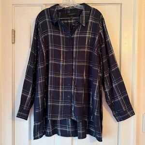 Lane Bryant Navy Plaid Button-Down Flannel 18/20